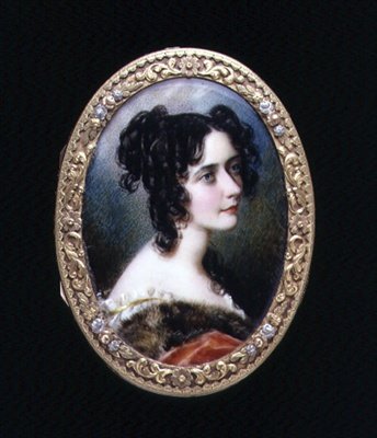 Retrato miniatura de Georgina Carolina, Lady Astley, c.1827 (aquarela sobre marfim) de Simon Jacques Rochard