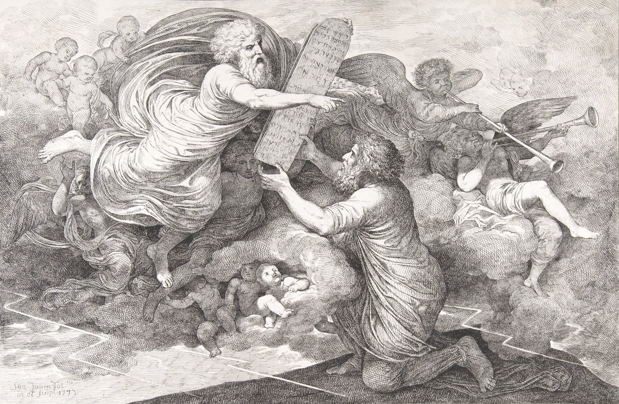 Moisés no Sinai As Tábuas da Lei Judaica, 1773. de Simon Julien