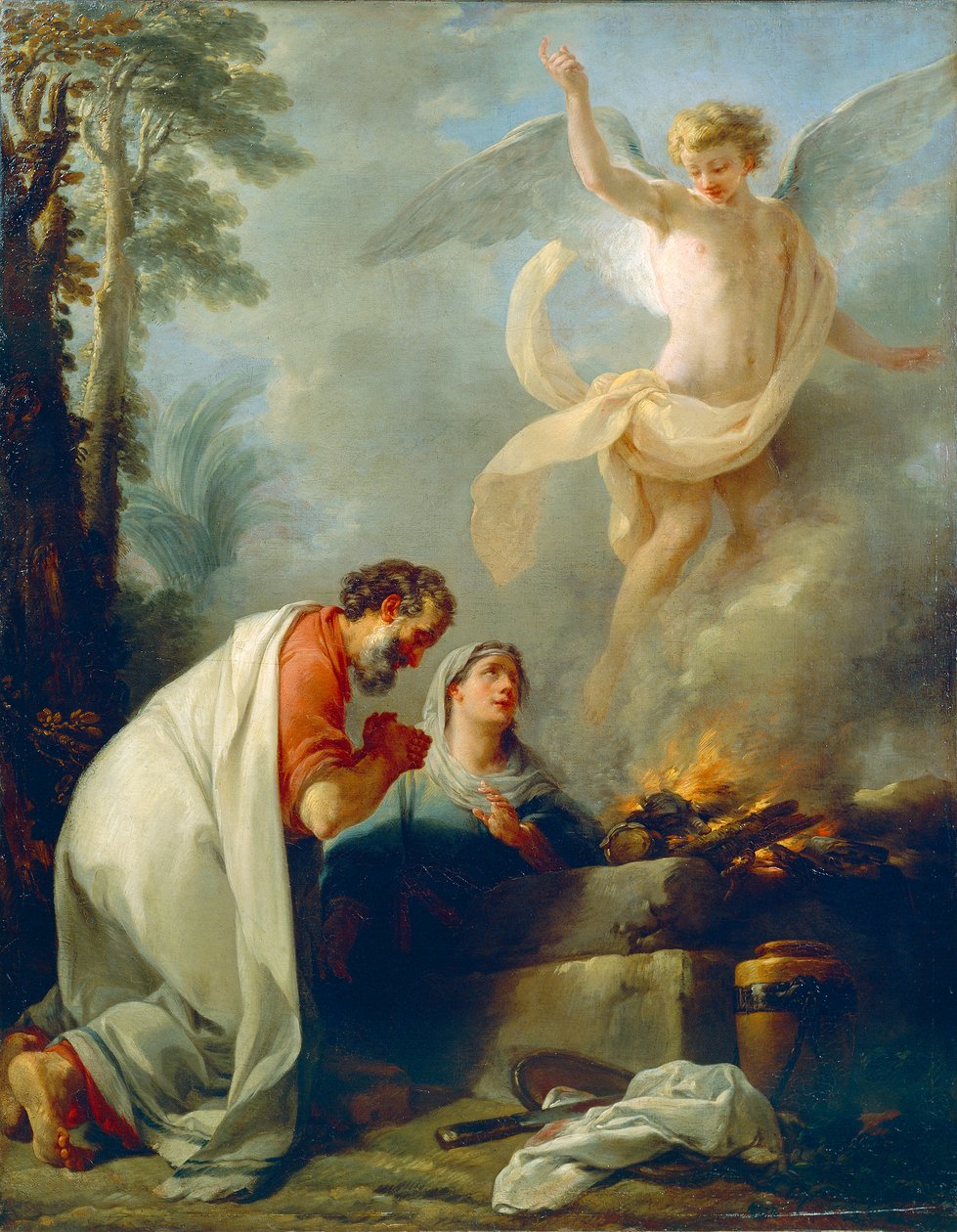 O sacrifício de Manoah, pai de Sansão, por Simon Julien (1735-1800), óleo sobre tela, ca. 1760 de Simon Julien