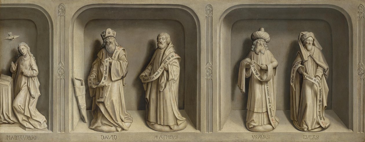 Cenas da vida de São Bertin e a Anunciação a Maria com profetas e evangelistas de Simon Marmion