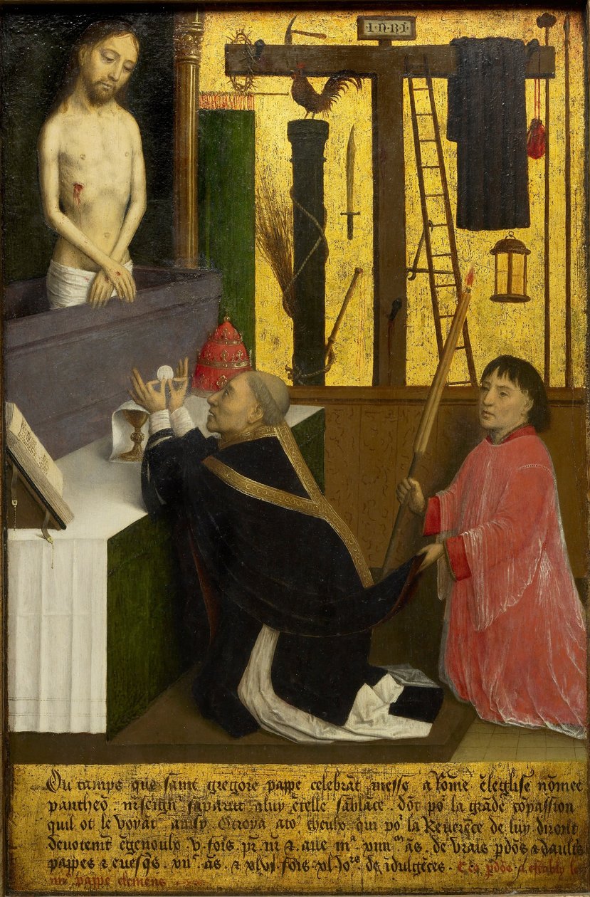 A Missa de São Gregório - Marmion, Simon (ca 1425-1489) - ca 1460 - Óleo sobre madeira - 45,1x29,4 - Galeria de Arte de Ontário de Simon Marmion