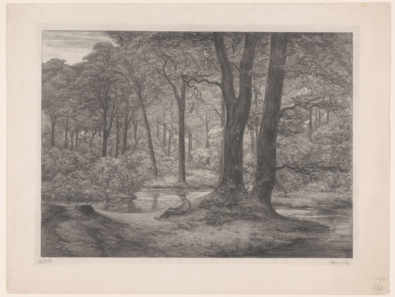 Floresta com lago e homem reclinável
Floresta de Teutoburg (cenário florestal) (título original) de Simon Moulijn (signed by artist)