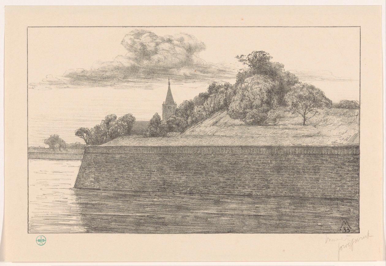 Vista do bastião dos Promers (título original) As muralhas de Naarden (título original da série) de Simon Moulijn (signed by artist)