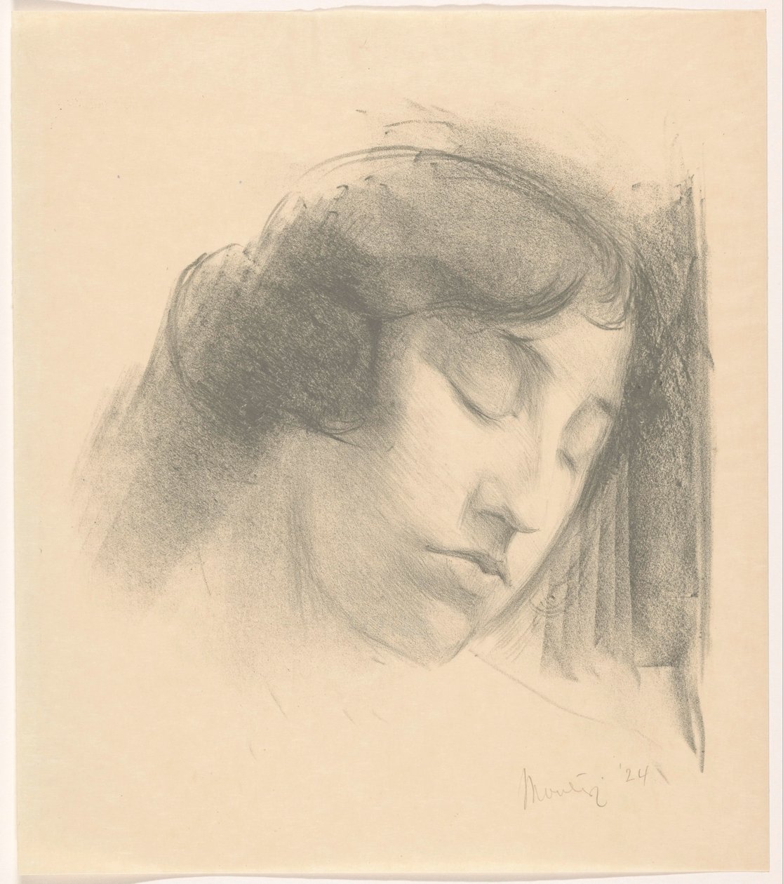 Cabeça de uma mulher com os olhos fechados de Simon Moulijn (signed by artist)