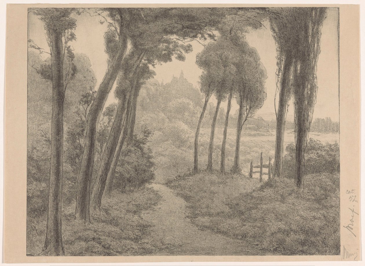 Paisagem com caminho de floresta de Simon Moulijn (signed by artist)