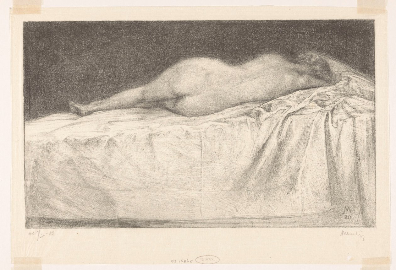 Mulher nua deitada na cama de Simon Moulijn (signed by artist)