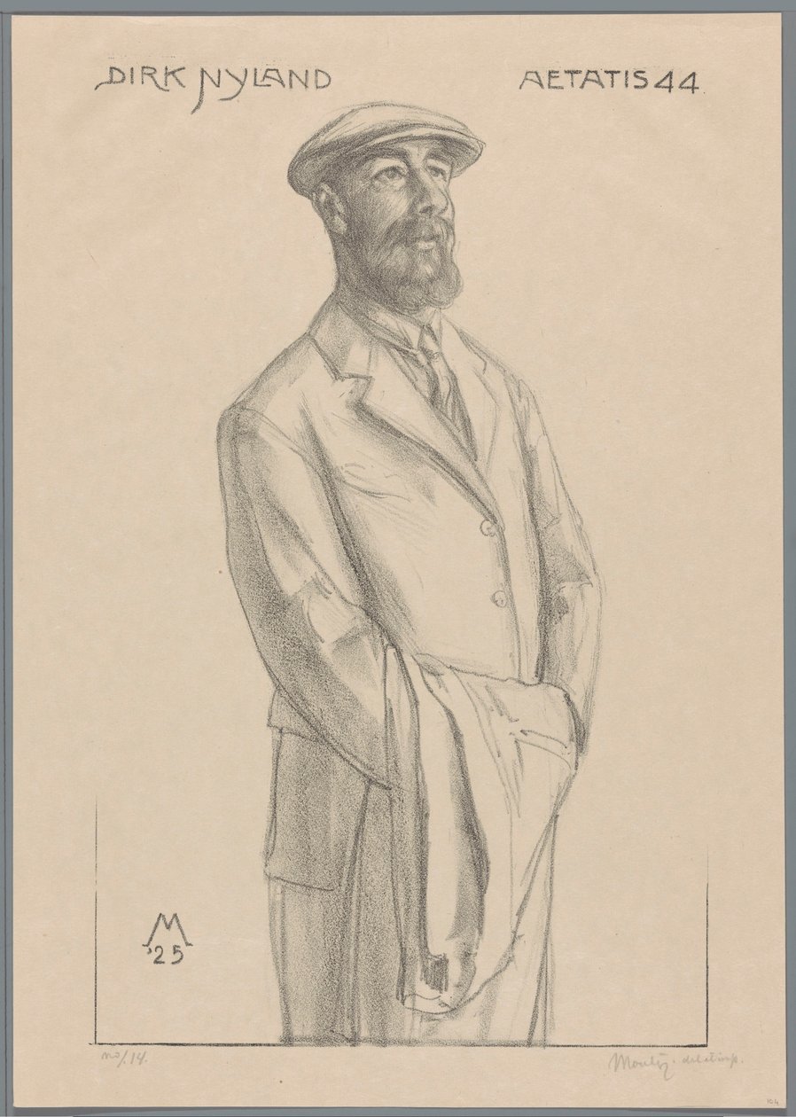 Retrato de Dirk Hidde Nijland com casaco sobre braço de Simon Moulijn (signed by artist)