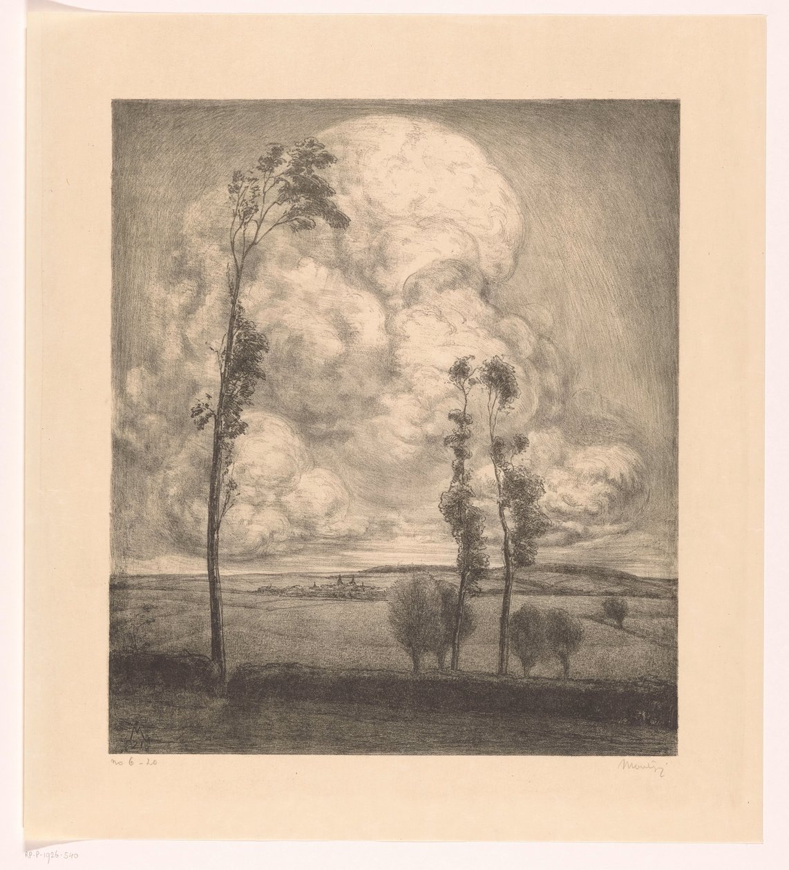 Nuvens sobre a paisagem rolante de Simon Moulijn (signed by artist)