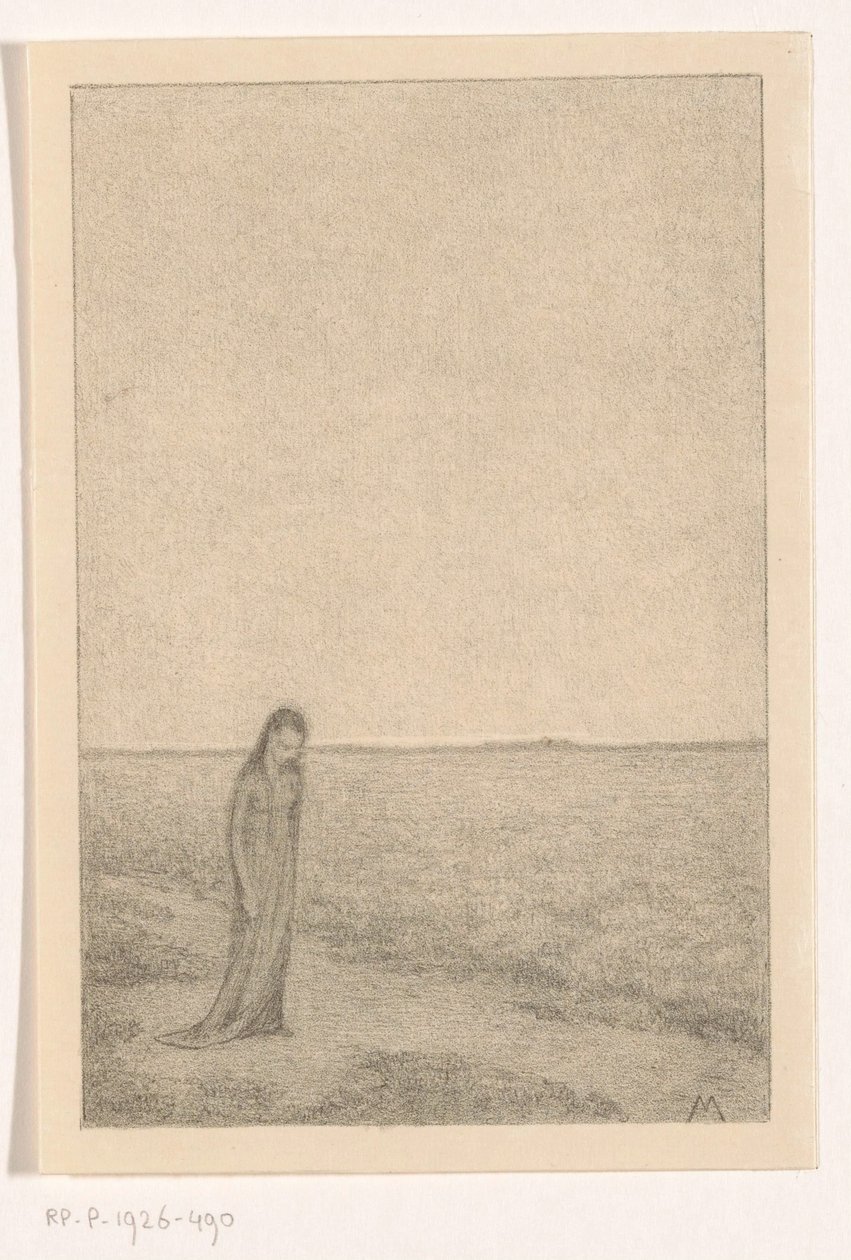 Mulher na paisagem plana de Simon Moulijn