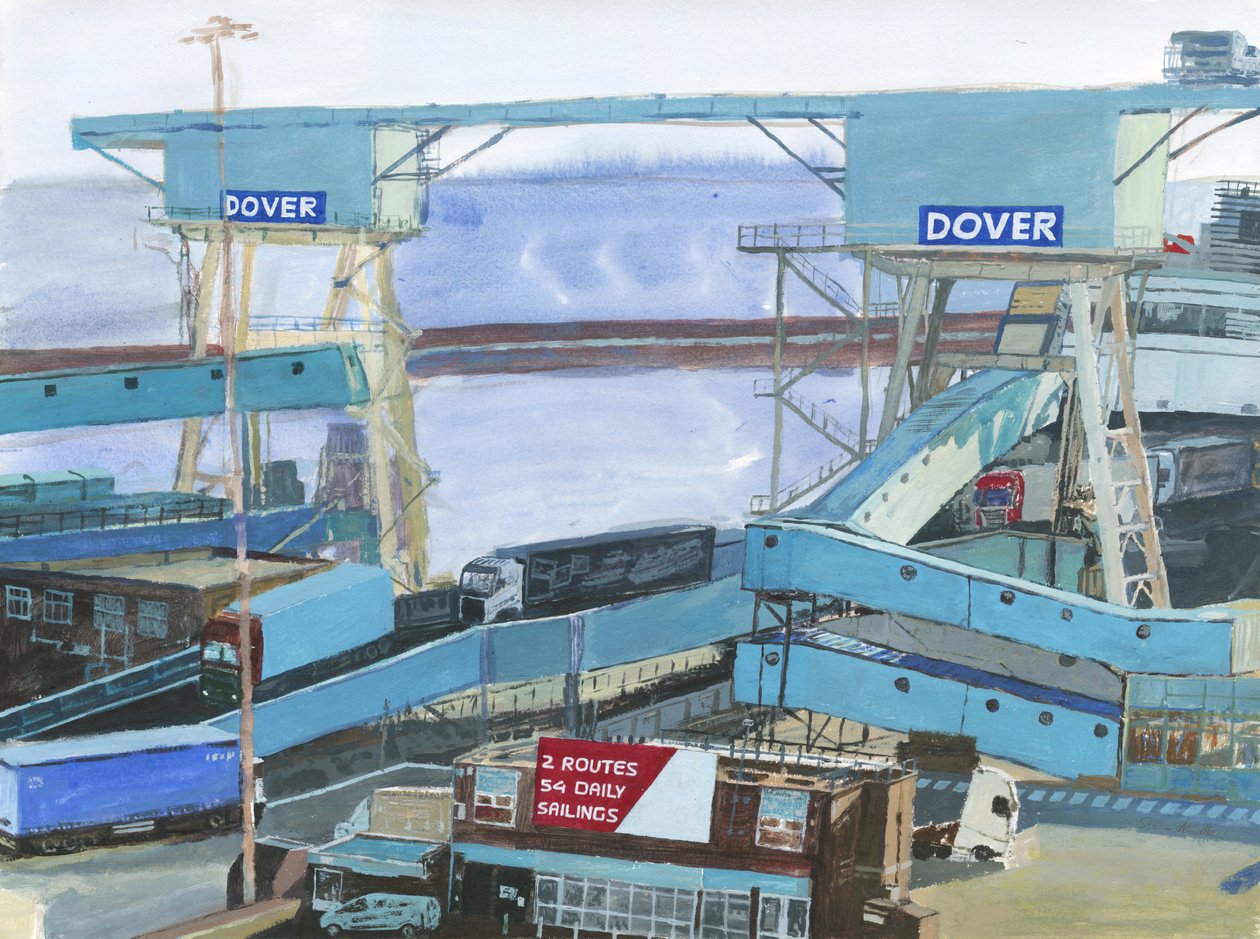 Dover 2, 2019 (acrílico, aguarela e tinta sobre papel) de Simon Neville