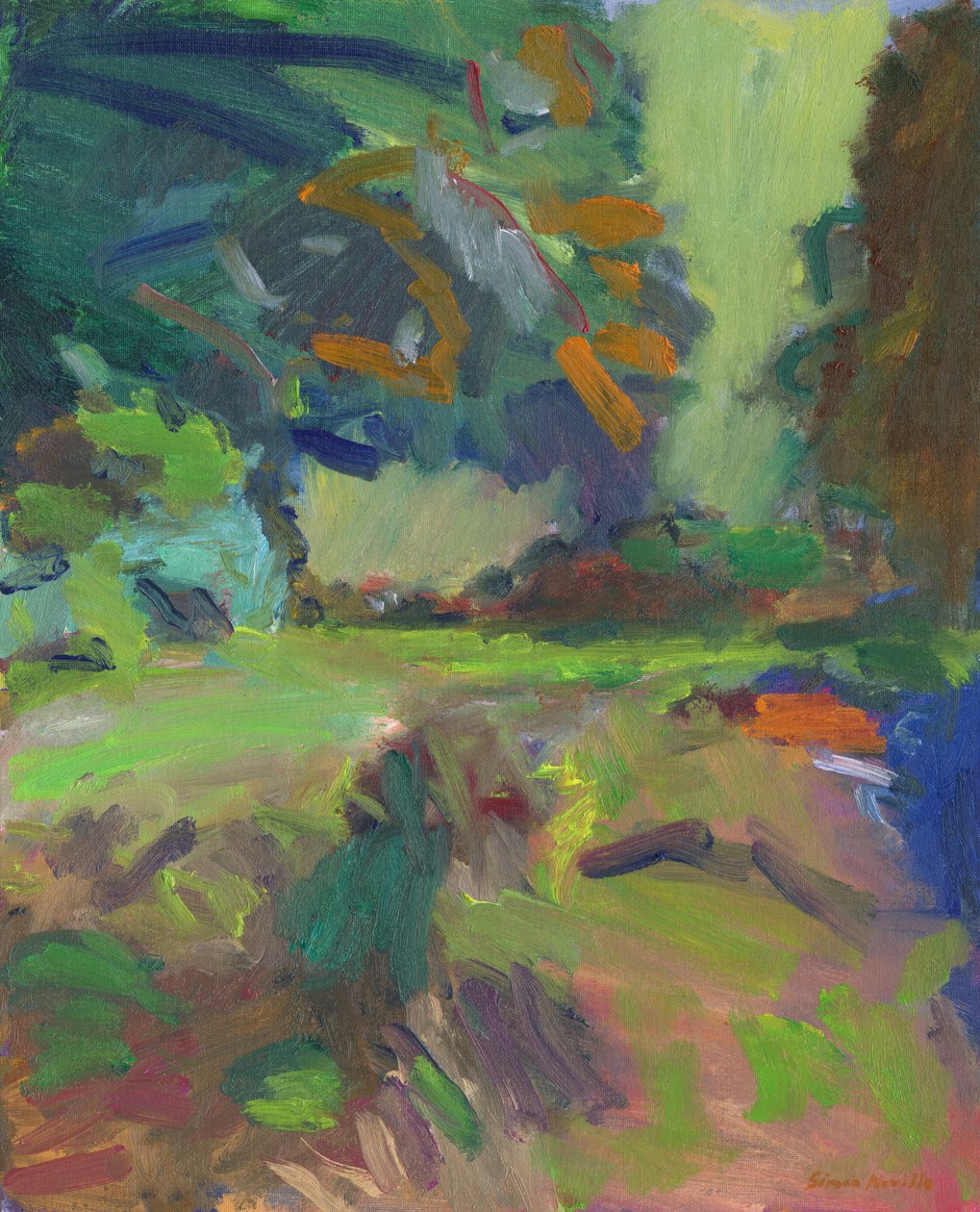 Campo com árvores, 2024 (óleo sobre painel de lona) de Simon Neville