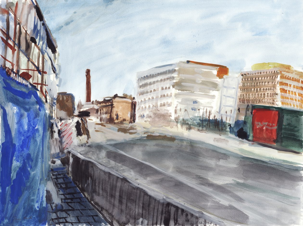 Garratt Lane, Wandsworth, 2019 (aguarela e guache sobre papel) de Simon Neville