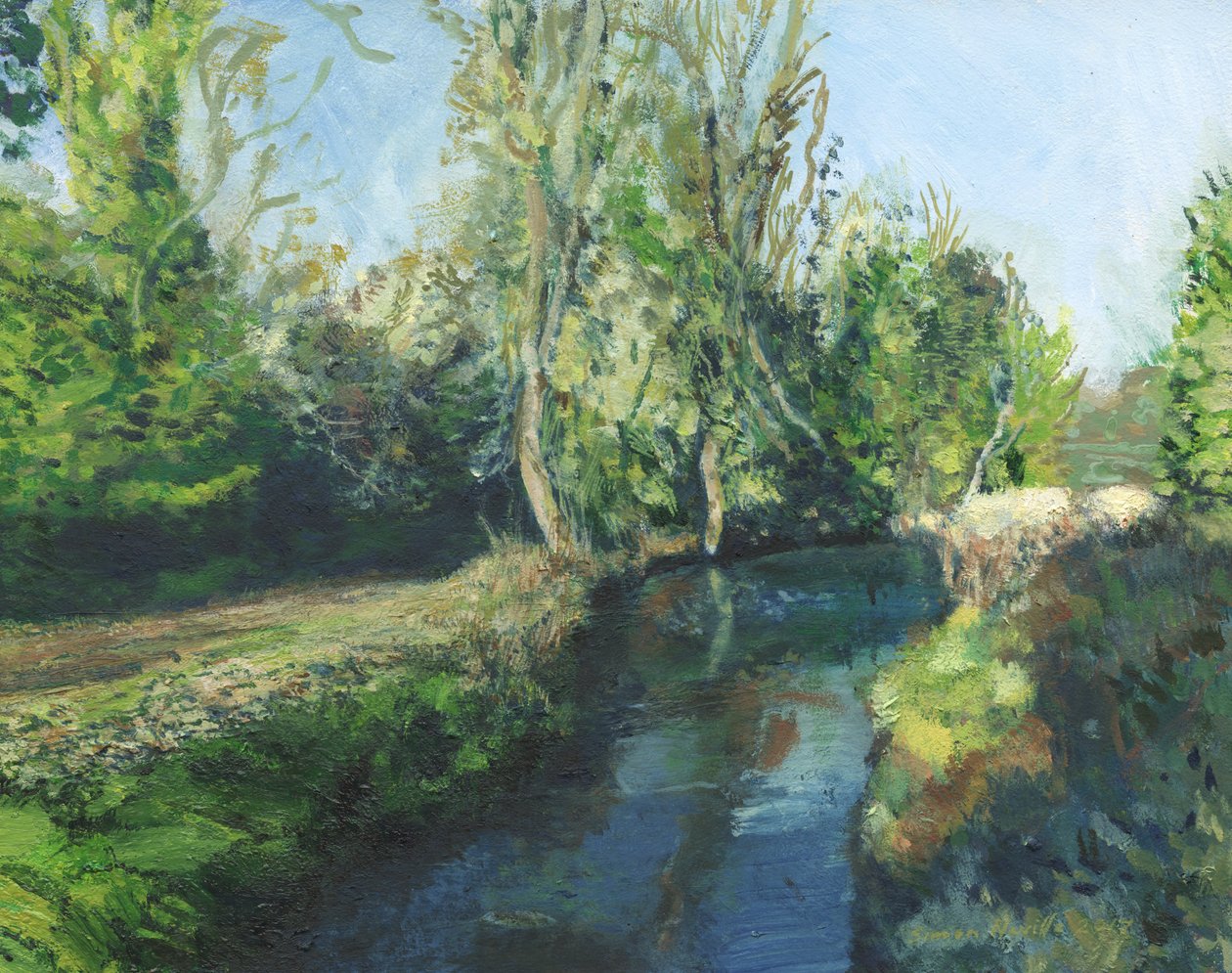 Latchmere Brook, Ham Common (óleo sobre painel) de Simon Neville