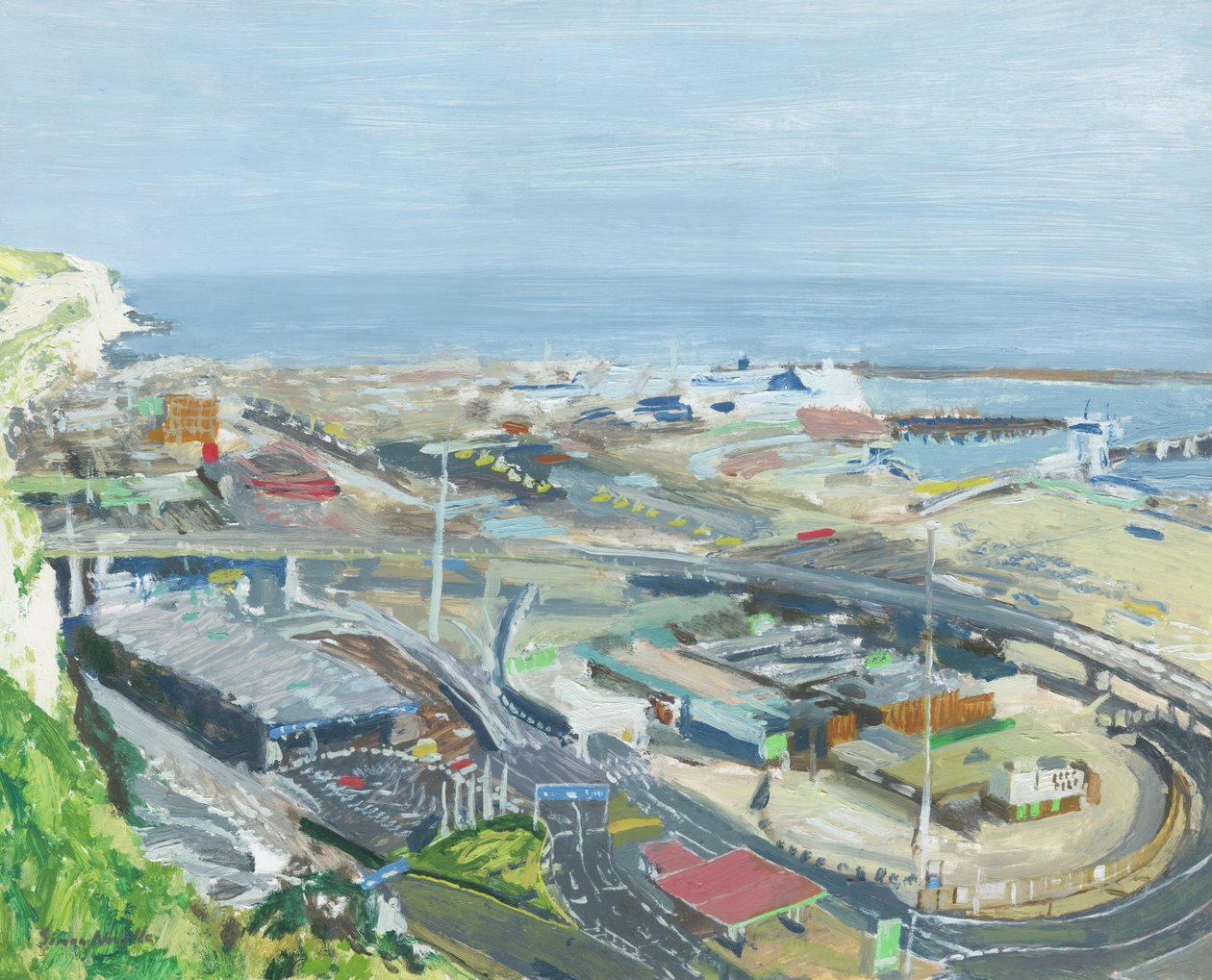 Porto de Dover, 2019 (óleo sobre painel) de Simon Neville