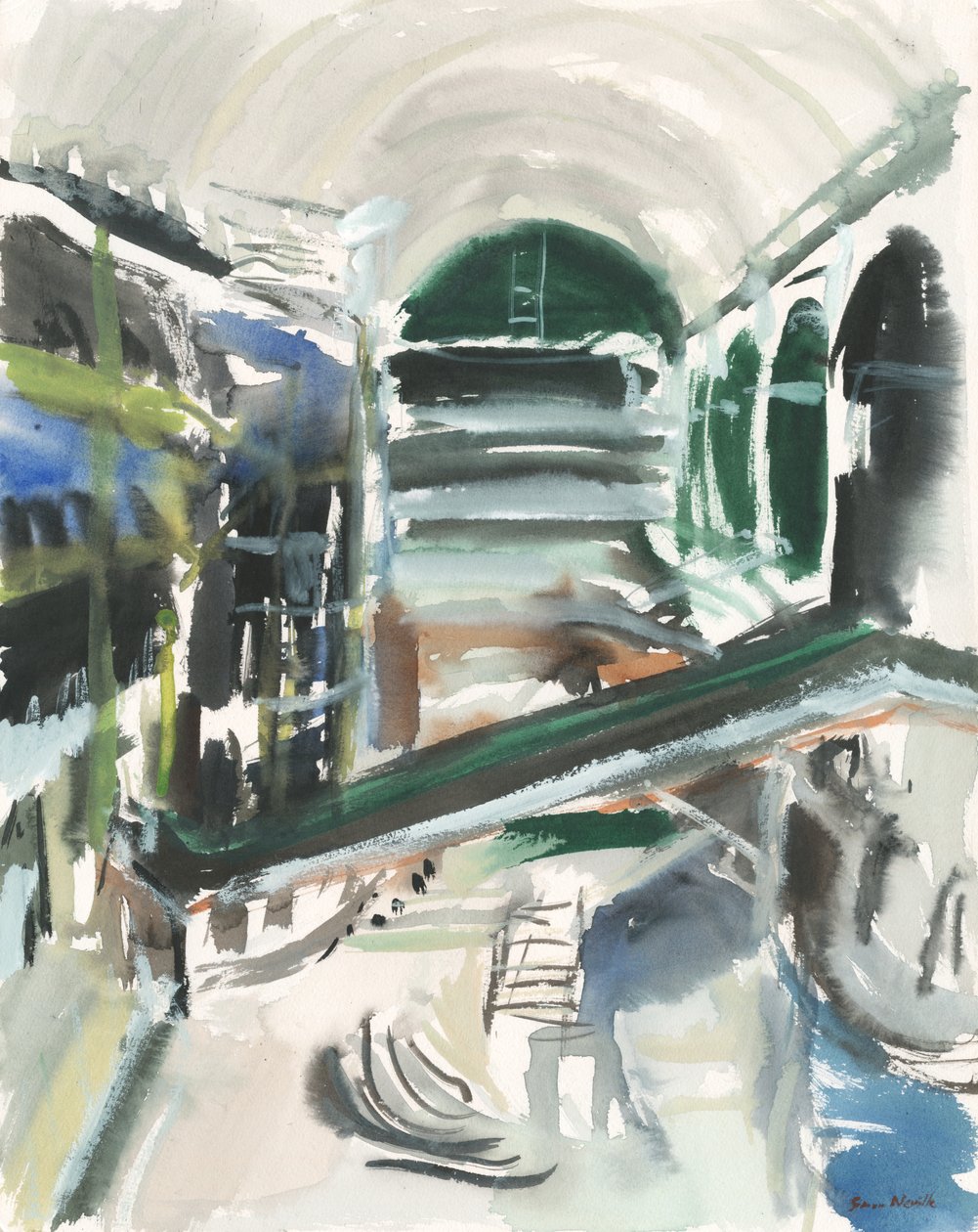 Centro comercial, 2019 (aguarela sobre papel) de Simon Neville