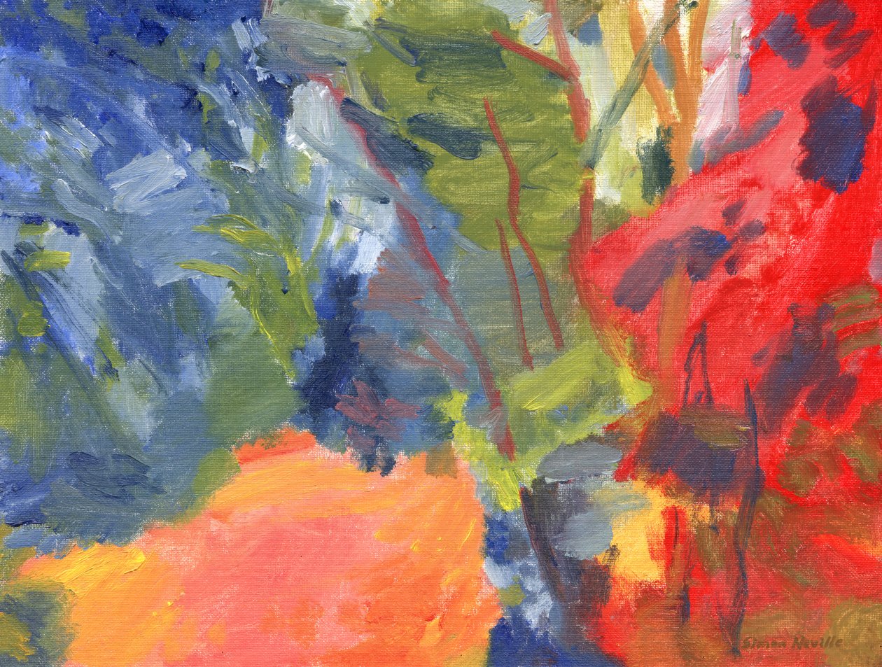 Caminho da floresta 16, 2023 (óleo sobre painel de lona) de Simon Neville