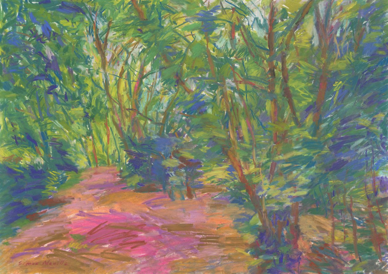 Caminho do bosque no 29, 2024 (pastel sobre papel) de Simon Neville