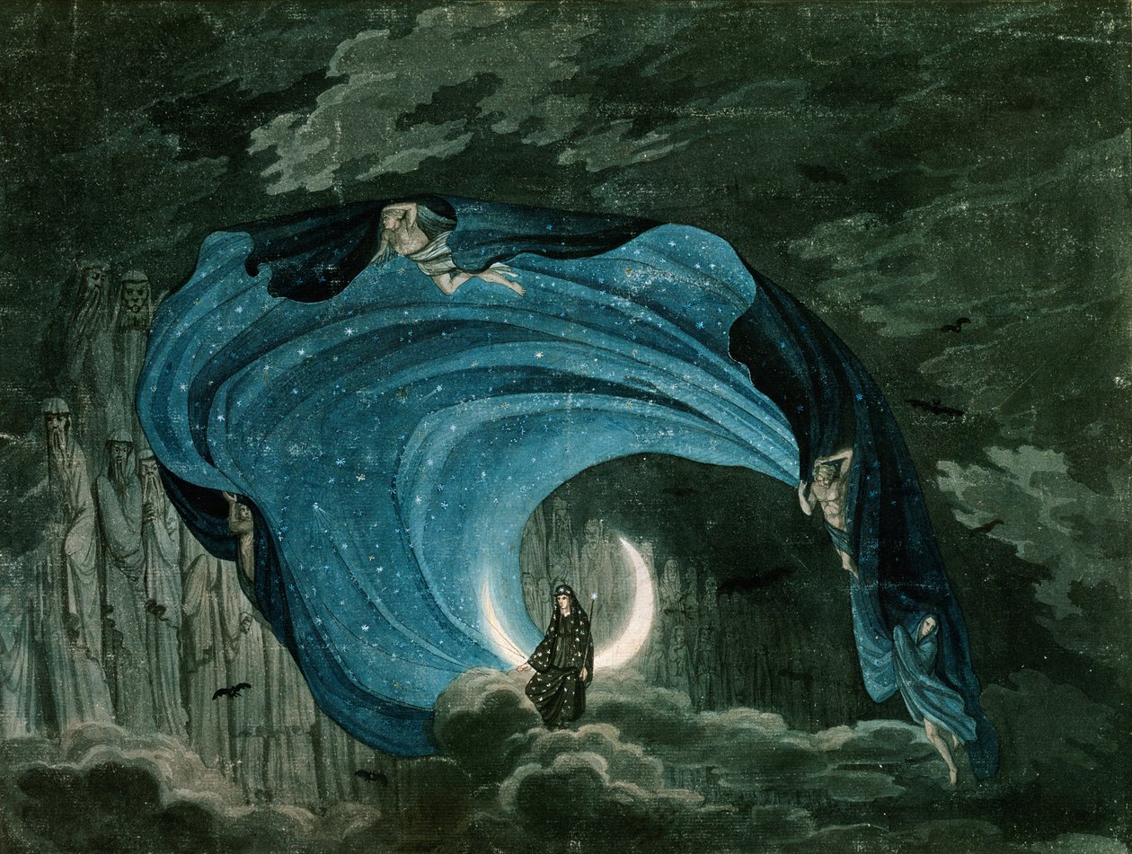 Decoração para a Rainha da Noite, ópera de Mozart de Simon Quaglio