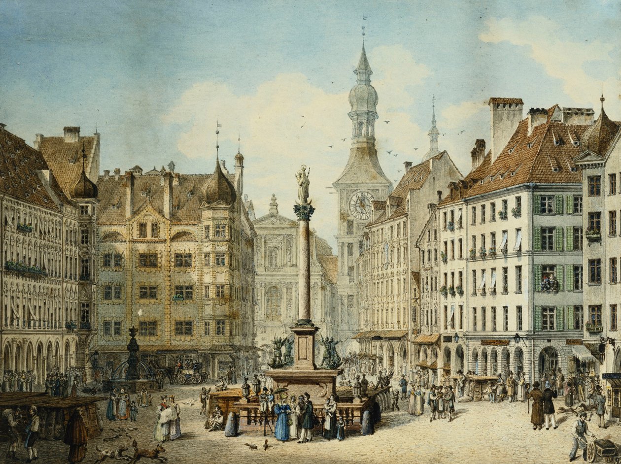 A Schrannenplatz, Munique, 1835 de Simon Quaglio