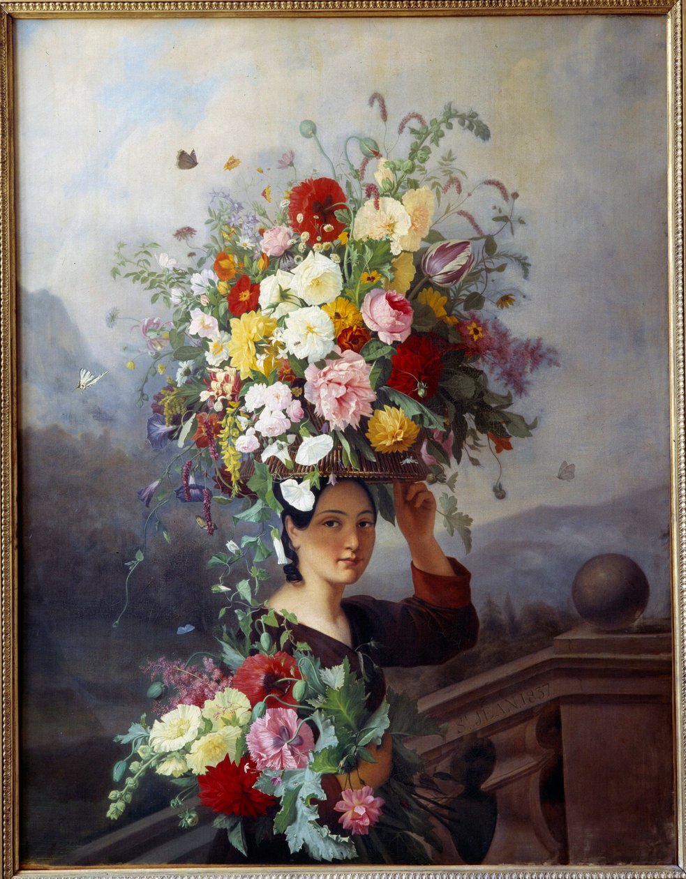 la jardiniere Painting by Simon Saint-Jean (1808-1860) 1837 Sun. 1,29x1,65 m Lyon, Musee des Beaux Arts de Simon Saint Jean