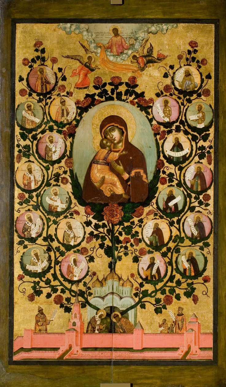 A árvore do estado de Moscou (Louvor de Nossa Senhora de Vladimir) de Simon Ushakov