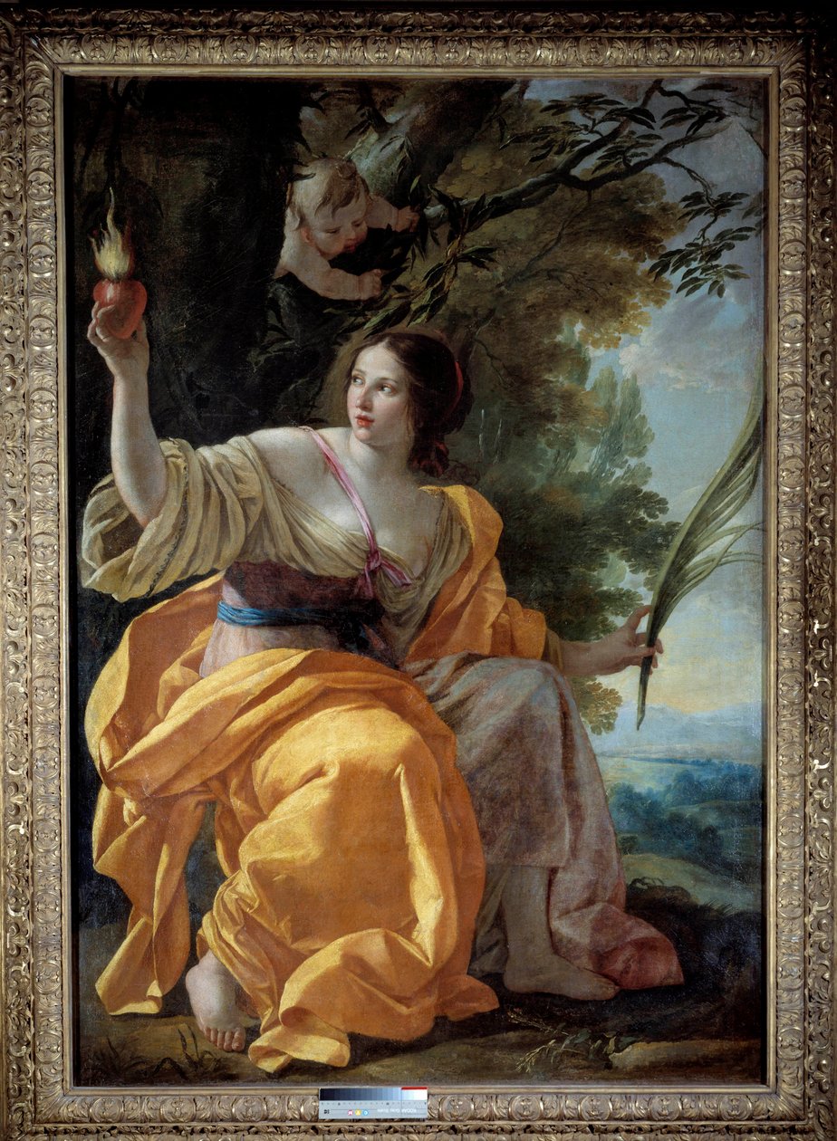 Figura alegórica da Caridade (antiga figura da Fé" Pintura de Simon Vouet (1590-1649) Século XVII. Dim. 1,9x1,3 m. de Simon Vouet