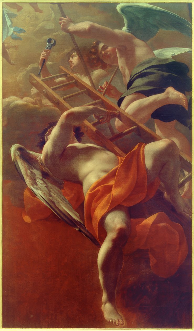 Anjo com ferramentas da paixão de Simon Vouet