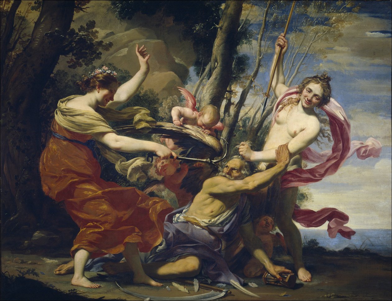 Pai Tempo Vencido pelo Amor, Esperança e Beleza - Vouet, Simon (1590-1649) - 1627 - Óleo sobre tela - 107x142 - Museo del Prado, Madrid de Simon Vouet