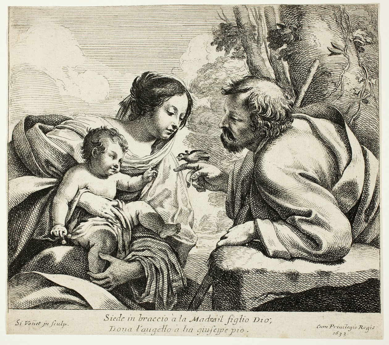 A Sagrada Família com um pássaro de Simon Vouet