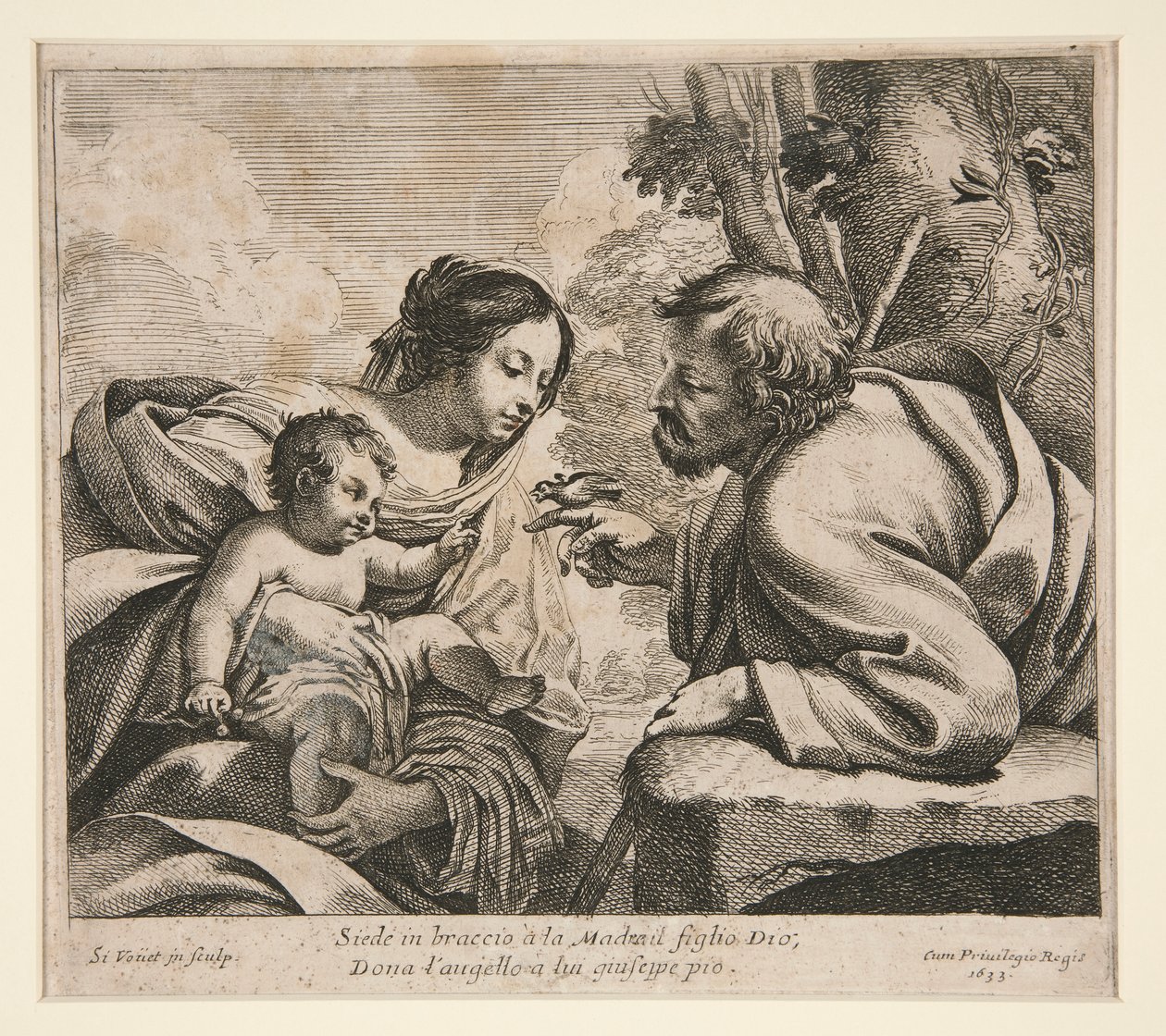 Sagrada Família com um pássaro de Simon Vouet