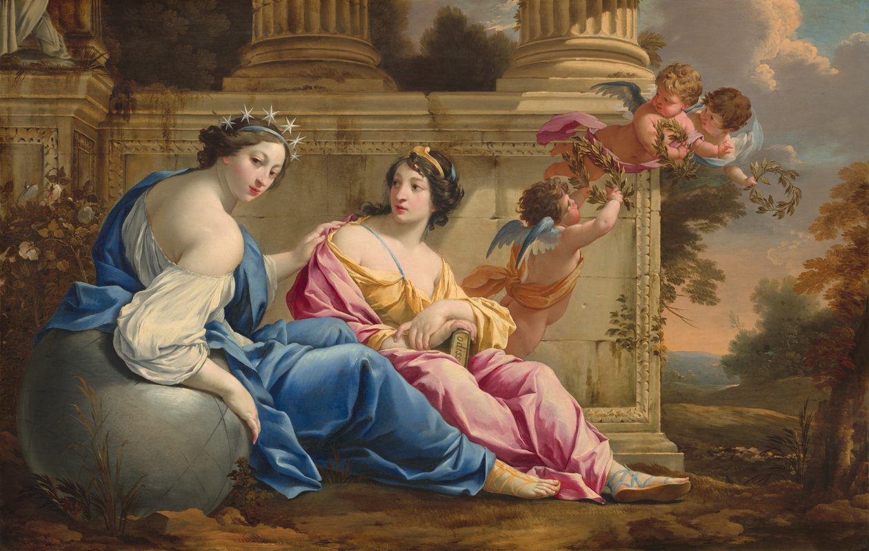 As Musas Urânia e Calíope, c. 1634 de Simon Vouet