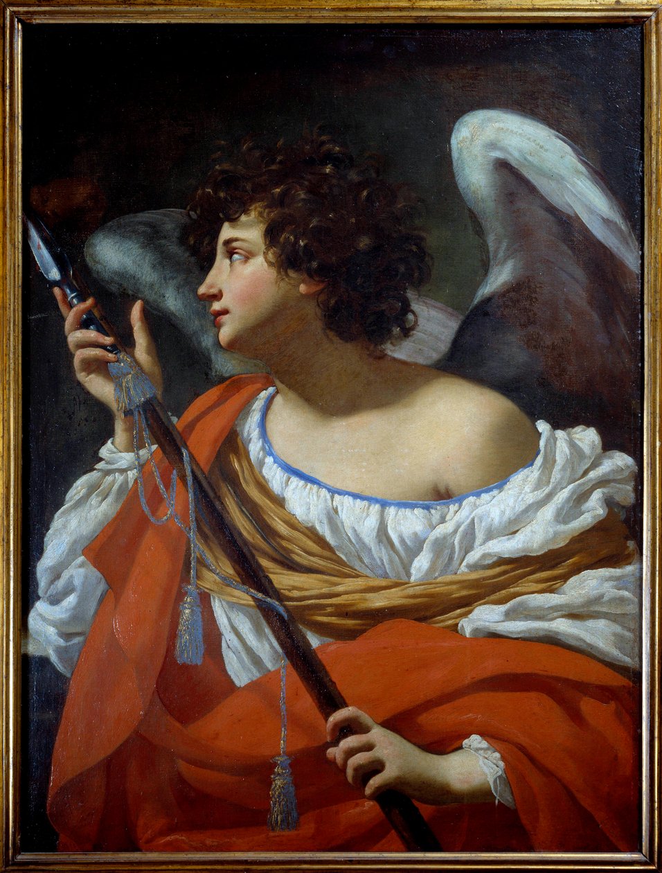 O anjo carregando a lança perfurou o coração de Cristo e a esponja embebida em vinagre Quadro de Simon Vouet de Simon Vouet