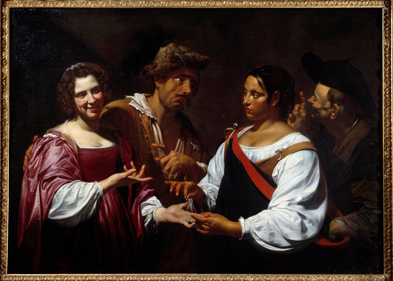 O cartomante Pintura de Simon Vouet (1590-1649) 1620 Sun. 1,2x1,7 m Ottawa, Galeria Nacional de Arte de Simon Vouet