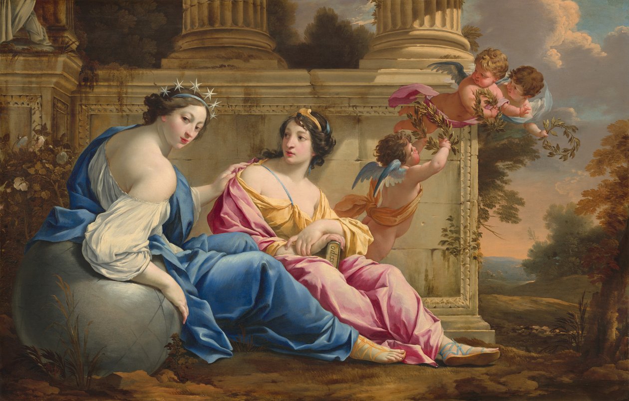 As Musas Urânia e Calíope de Simon Vouet and Studio
