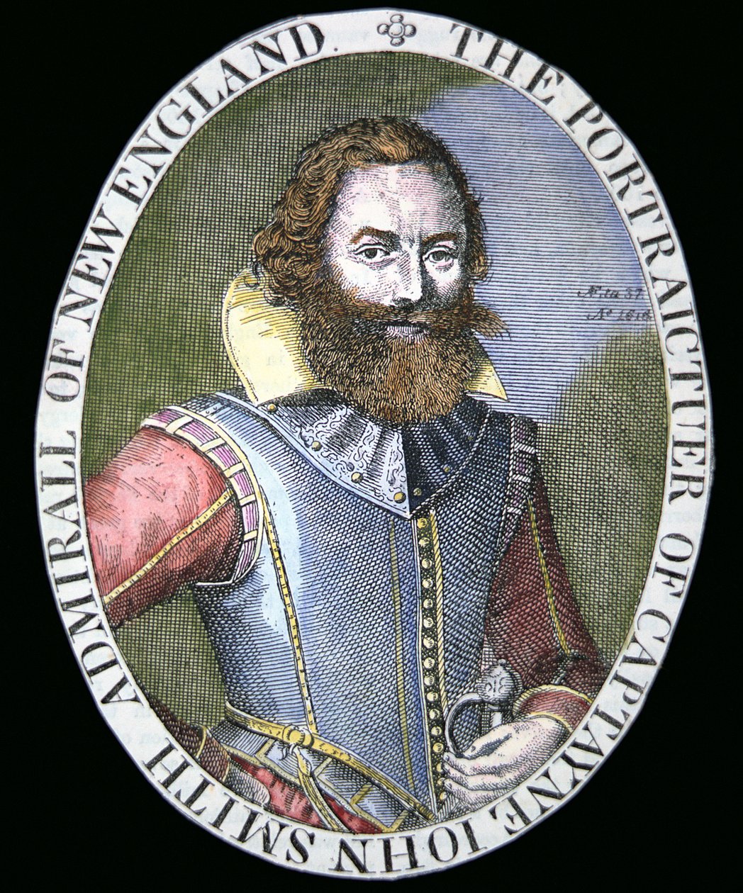 Capitão John Smith (1580-1631) (gravura a cores) de Simon de Passe