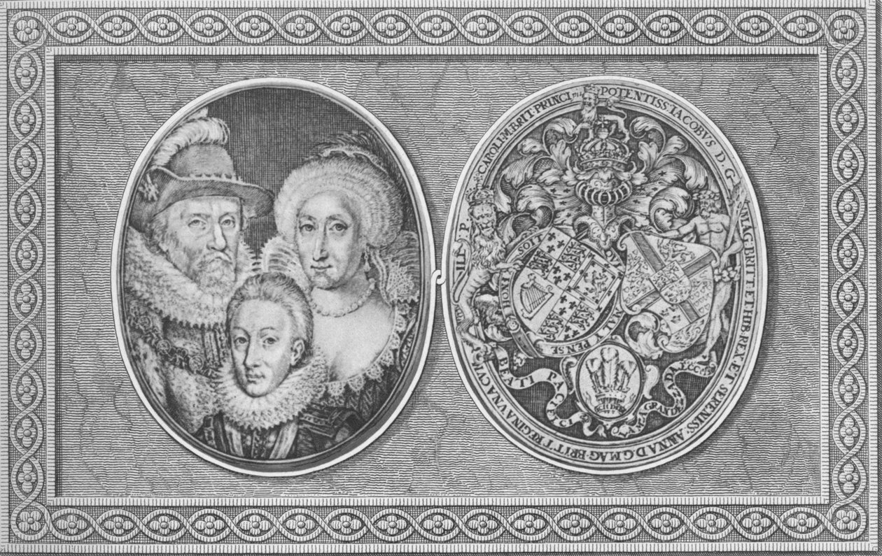 Tiago I Ana da Dinamarca e Henrique, Príncipe de Gales, 1612, 1904 de Simon de Passe