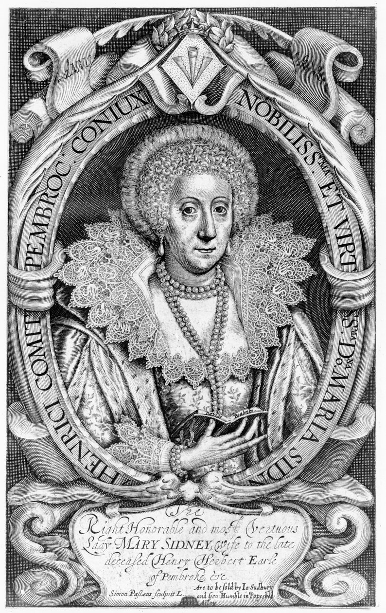 A honrosa e honesta Lady Mary Sidney, esposa do falecido Henry Herbert, Conde de Pembroke, publicado por Sudbury and Humble, em 1618 de Simon de Passe