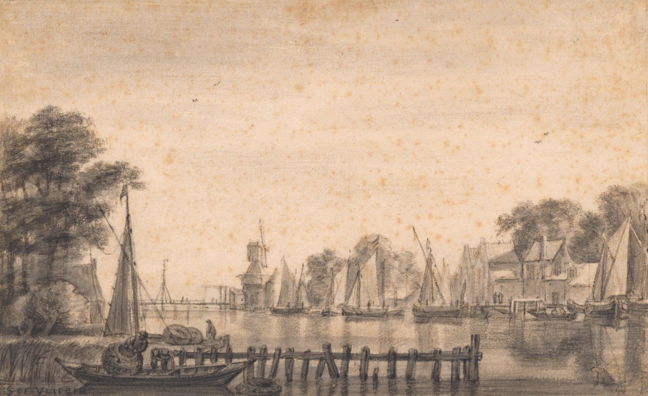 O Vecht junto a Weesp com o moinho «De Stinkerd» de Simon de Vlieger