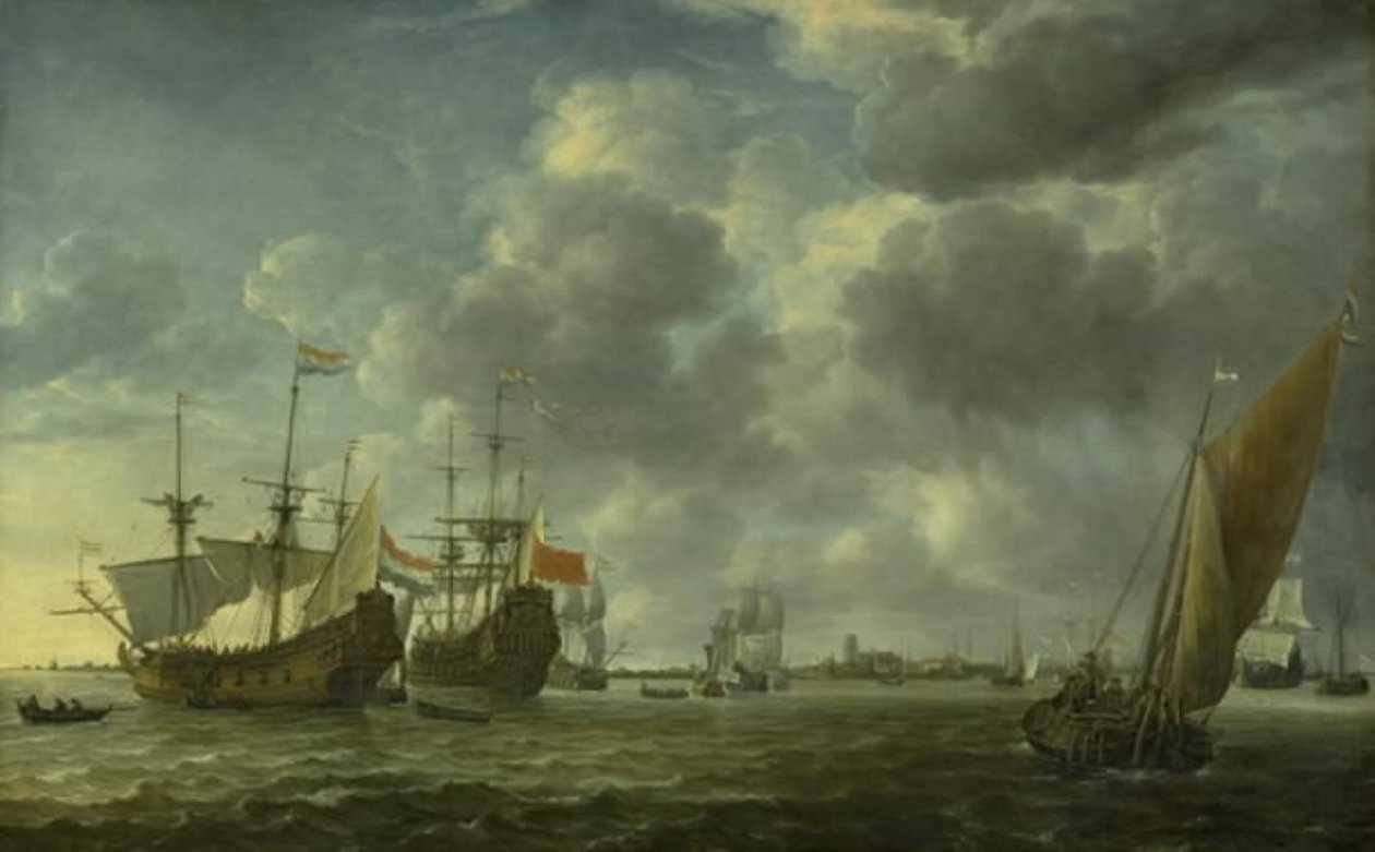 Navios no rio Maas fora de Rotterdam de Simon de Vlieger