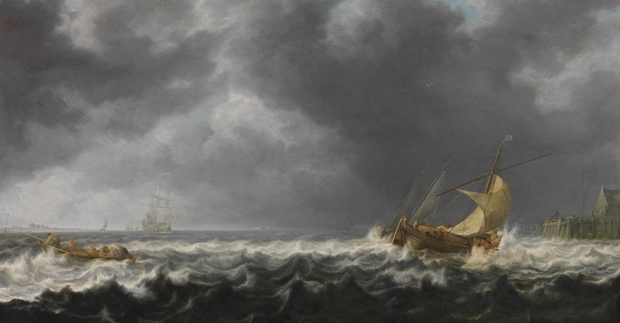 Mar tempestuoso de Simon de Vlieger