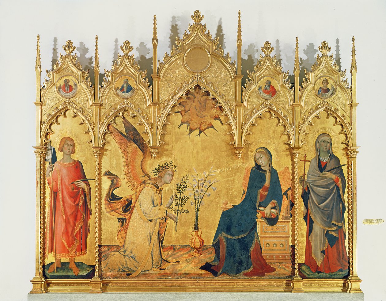 A Anunciação com dois santos e quatro profetas, 1333 (tempera no painel) de Simone Martini
