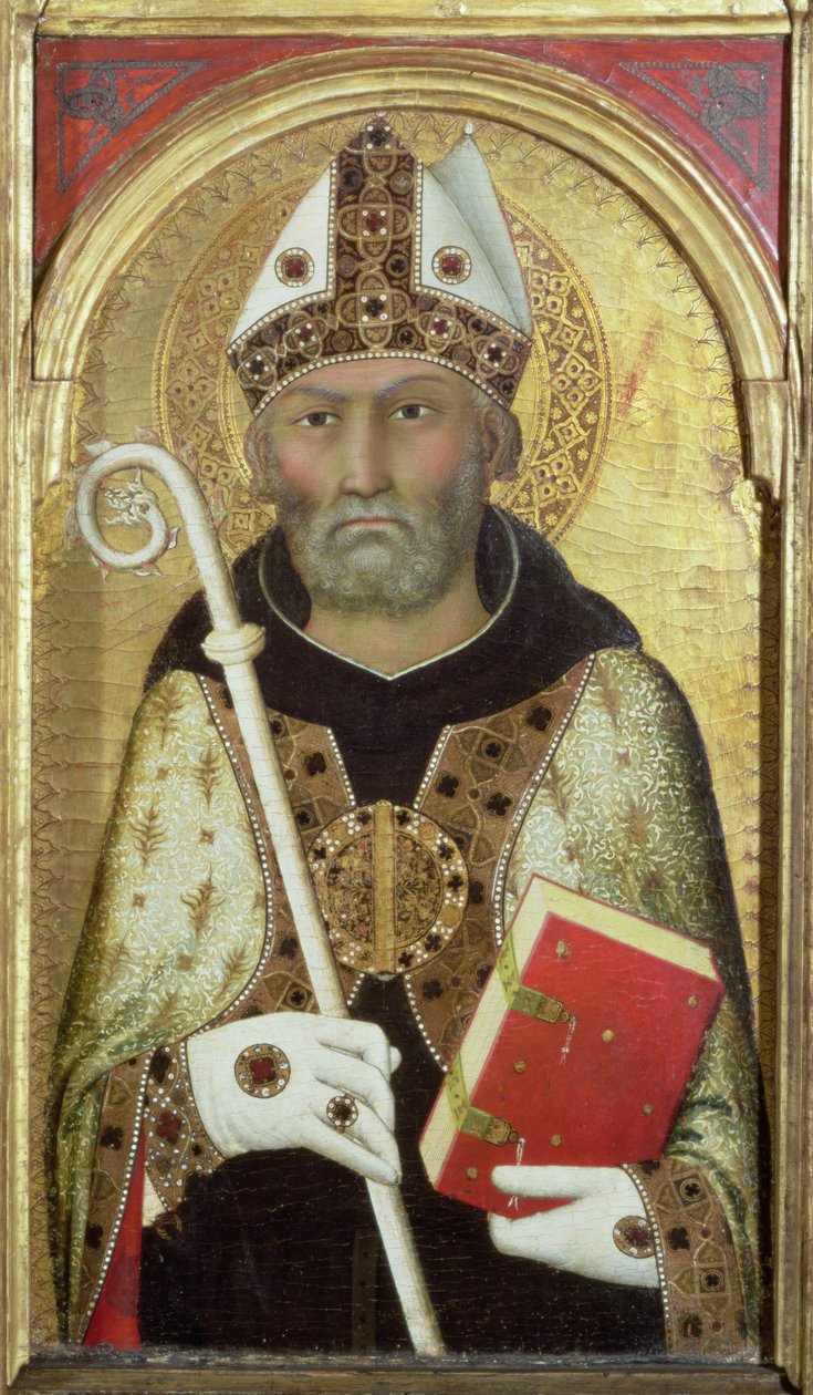 Santo Agostinho, c.1319 (têmpera com ouro no painel) (detalhe de 58835) de Simone Martini