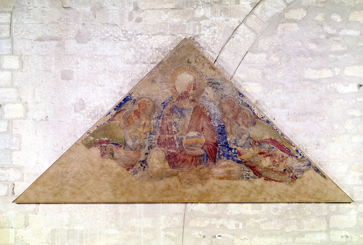 Tímpano representando a Bênção do Salvador, 1341 (ver também 195590) de Simone Martini