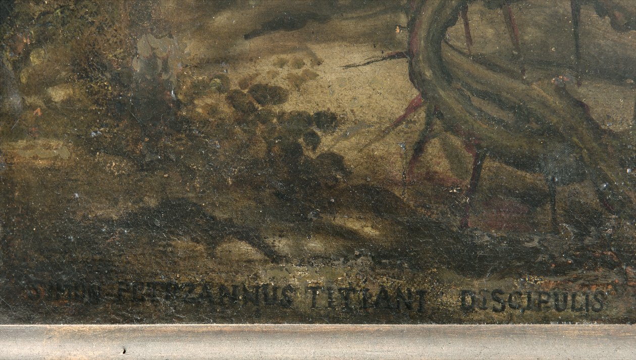 Assinatura do artista, detalhe de The Lamentation of Christ (detalhe de 3704260) de Simone Veneziano Peterzano