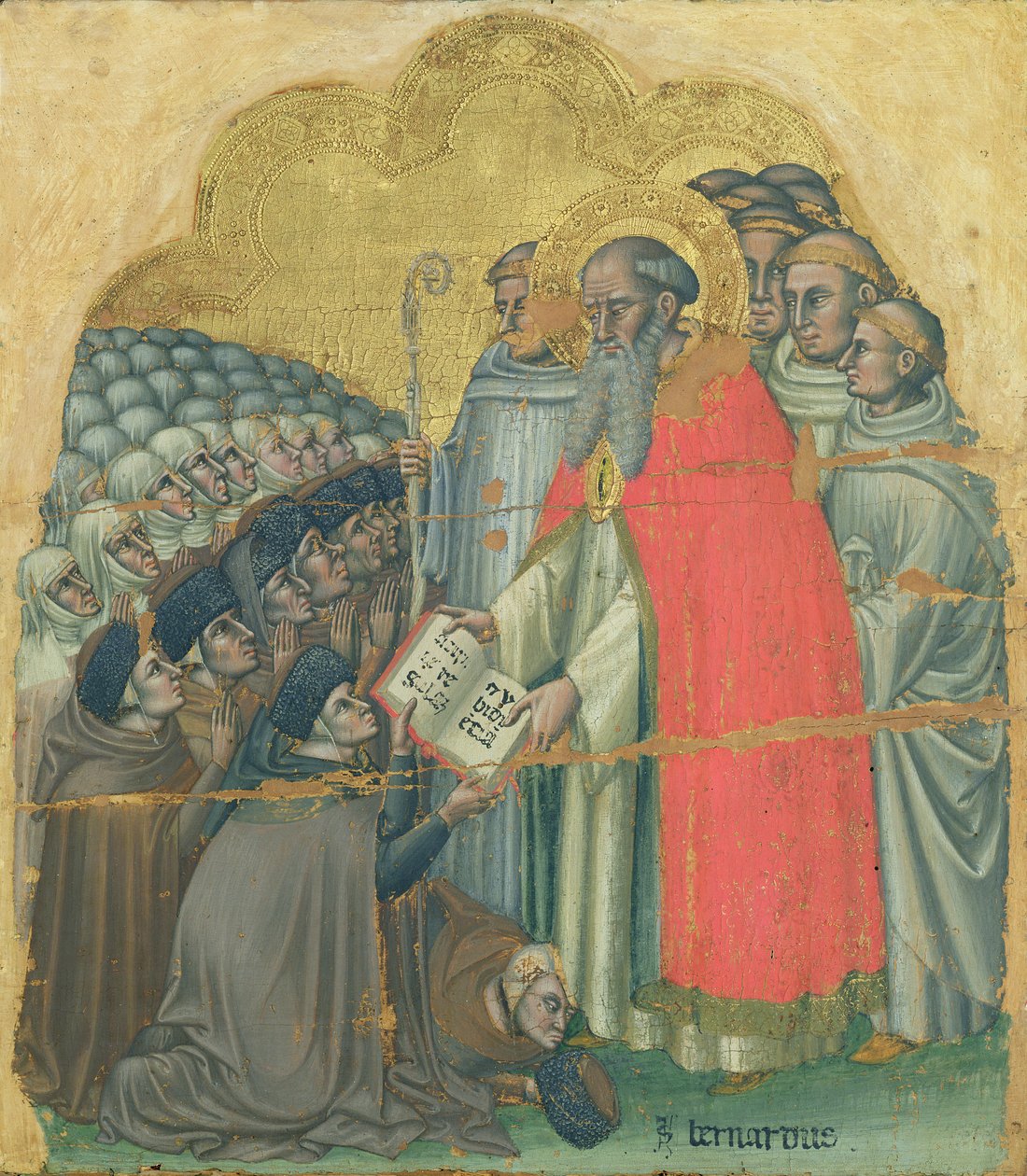 São Bernardo Tolomeo (1272-1348) dando a Regra à sua Ordem (tempera sobre tela) de Simone dei Crocifissi