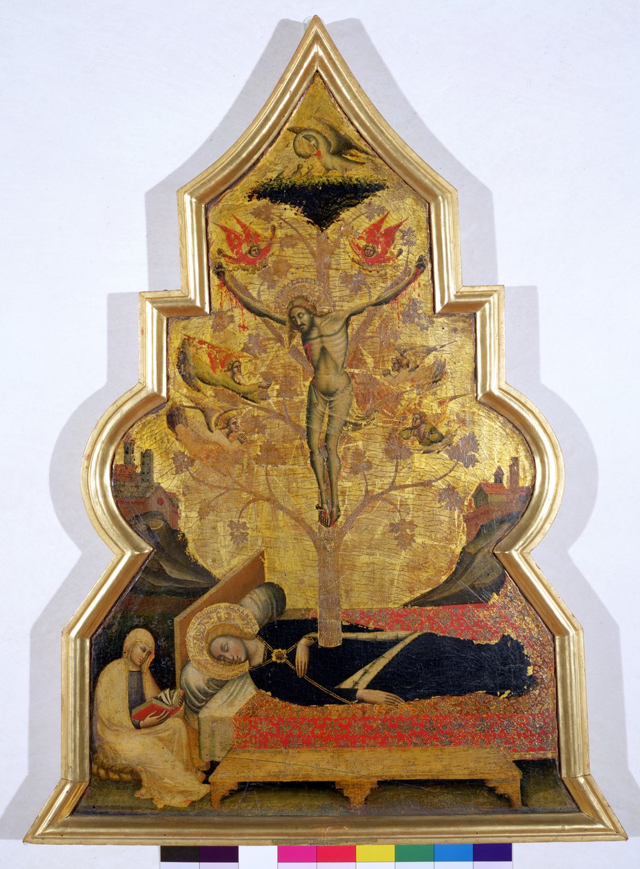 O Sonho da Virgem, c.1355-60 (tempera e folha de ouro no painel) de Simone dei Crocifissi