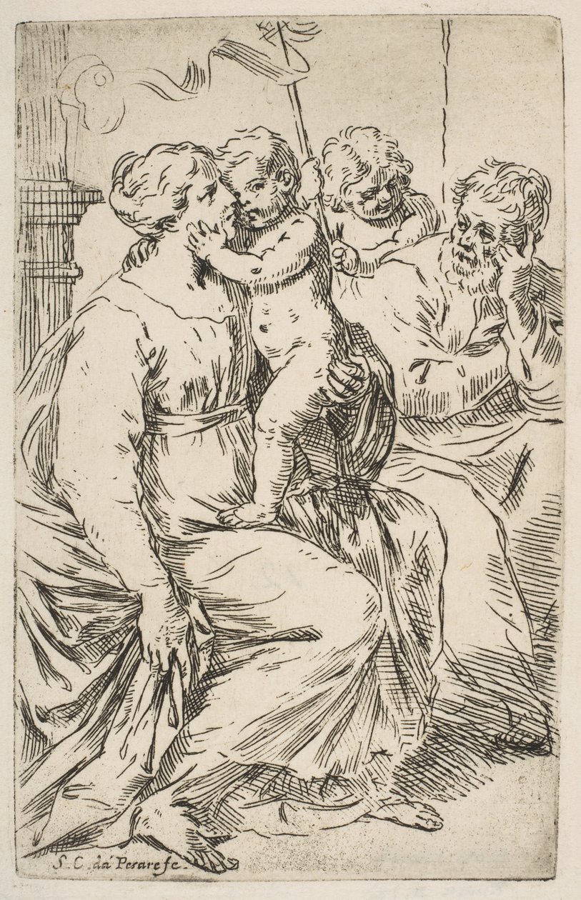 Sagrada Família com São João Batista, ca. 1640-1642. de Simone Cantarini