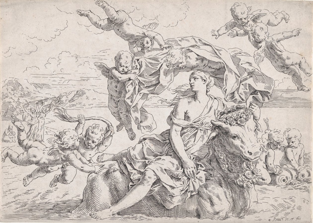 O Rapto de Europa, depois de Reni, ca. 1636. de Simone Cantarini