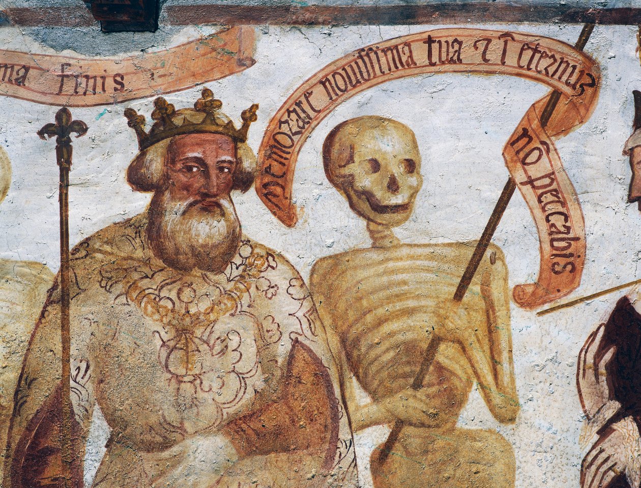 A Morte com o Rei, detalhe de A Dança da Morte de Simone II Baschenis