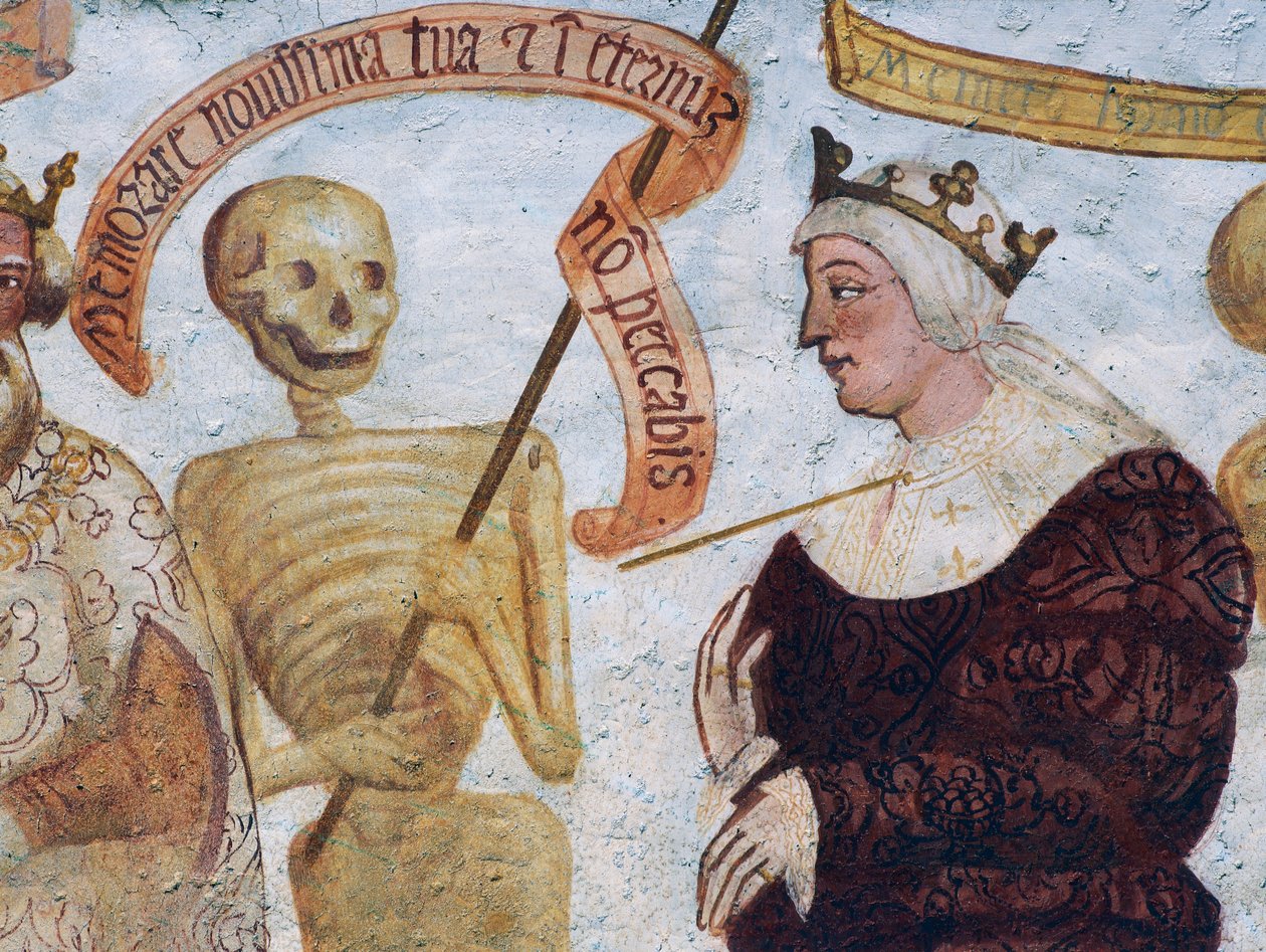 A Morte com a Rainha, detalhe de A Dança da Morte de Simone II Baschenis